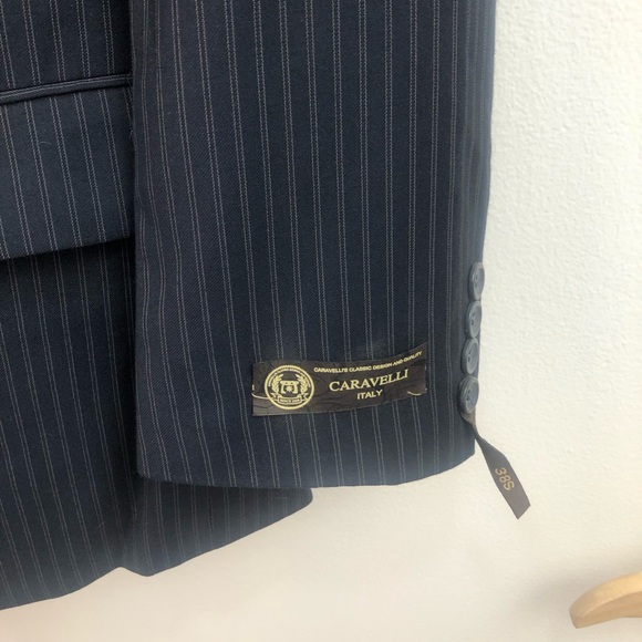 CARAVELLI YTALY Blazer Black Striped Blazer Sport Coat 3 Button men’s Sz 38S 32W - Picture 4 of 16